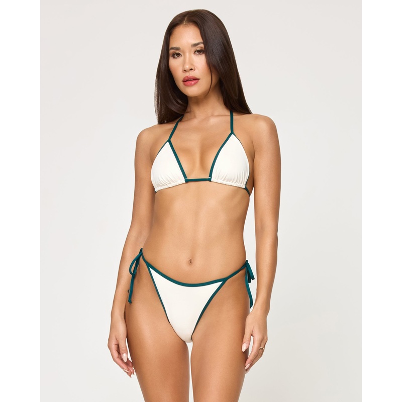 Aspen Bikini Top - Cream-Deep Teal