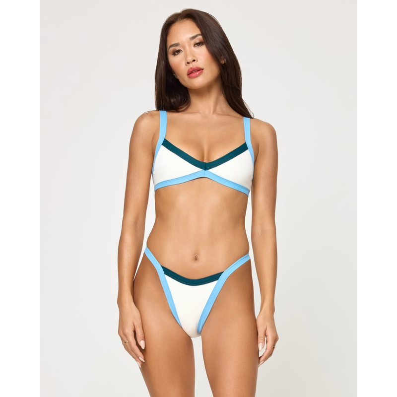 Taylor Bikini Top - Cream-Deep Teal-Seaspray