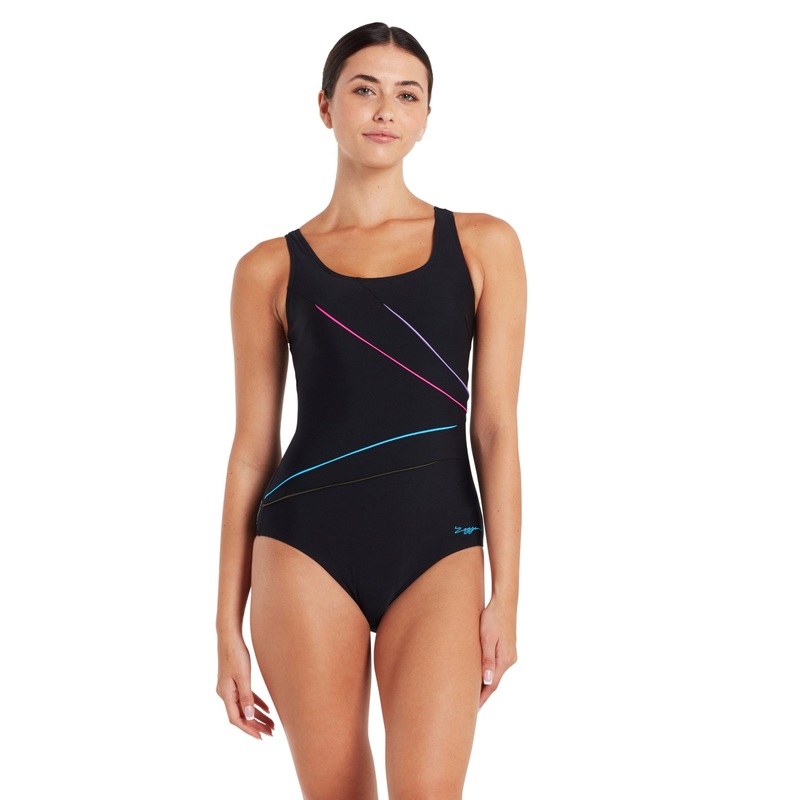 Zoggs Macmasters Scoopback Swimsuit - Black/Multicolour