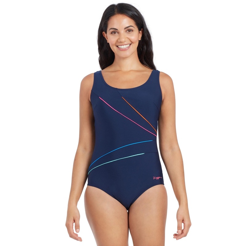 Zoggs Macmasters Scoopback Swimsuit - Navy/Multicolour
