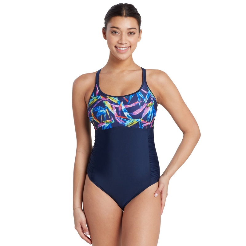 Zoggs Neon Crystal Multiway Swimsuit - Navy/Pink