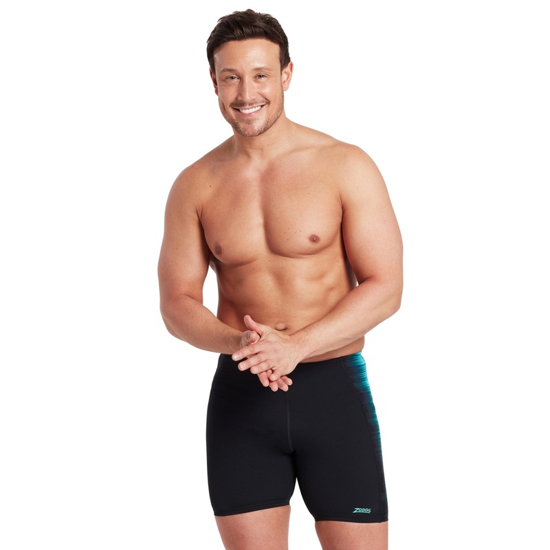 Zoggs Pipeline Panelled Mid Swim Jammer - Black/Blues