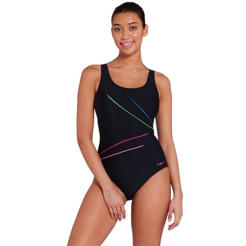 Zoggs Prism Geo Adjustable Macmaster Scoopback Swimsuit - Black