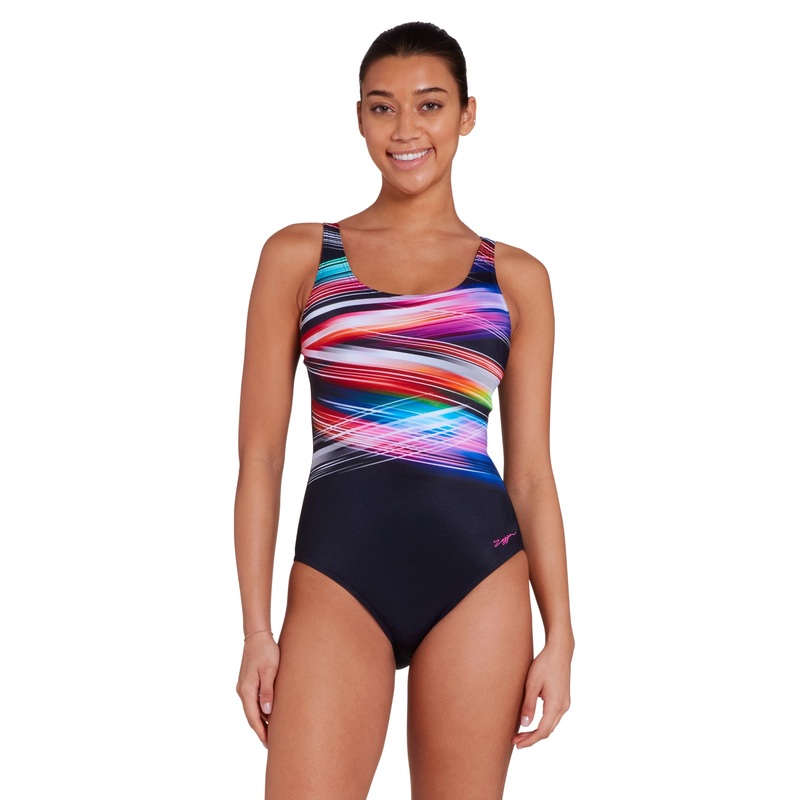 Zoggs Prism Geo Adjustable Scoopback Swimsuit - Black/Multi