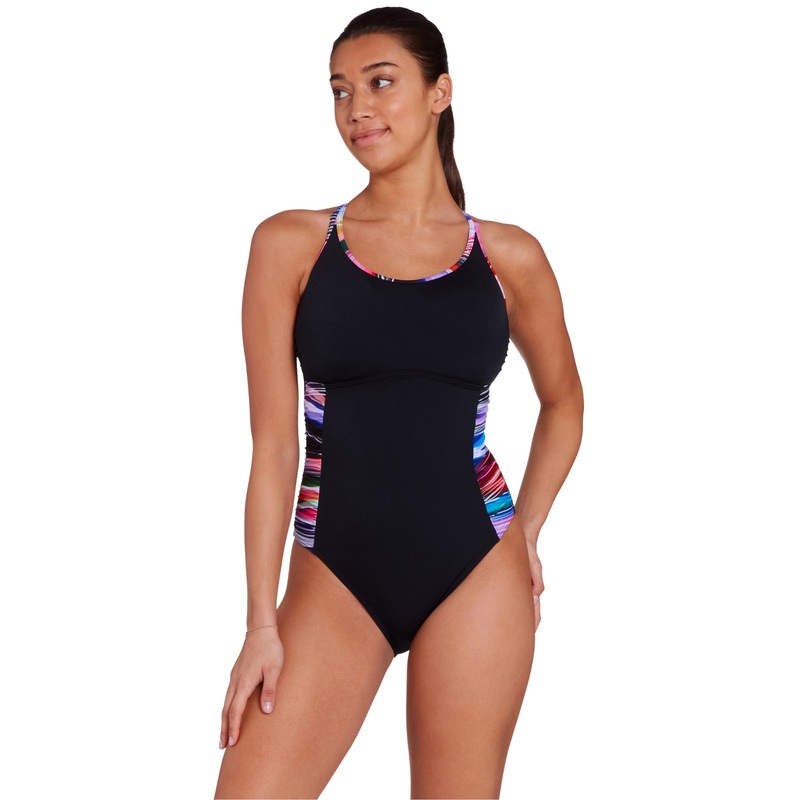 Zoggs Prism Geo Multiway Swimsuit - Black/Multi