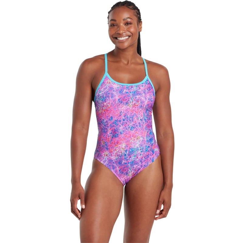 Zoggs Random Sprintback Swimsuit - Pink/Aqua