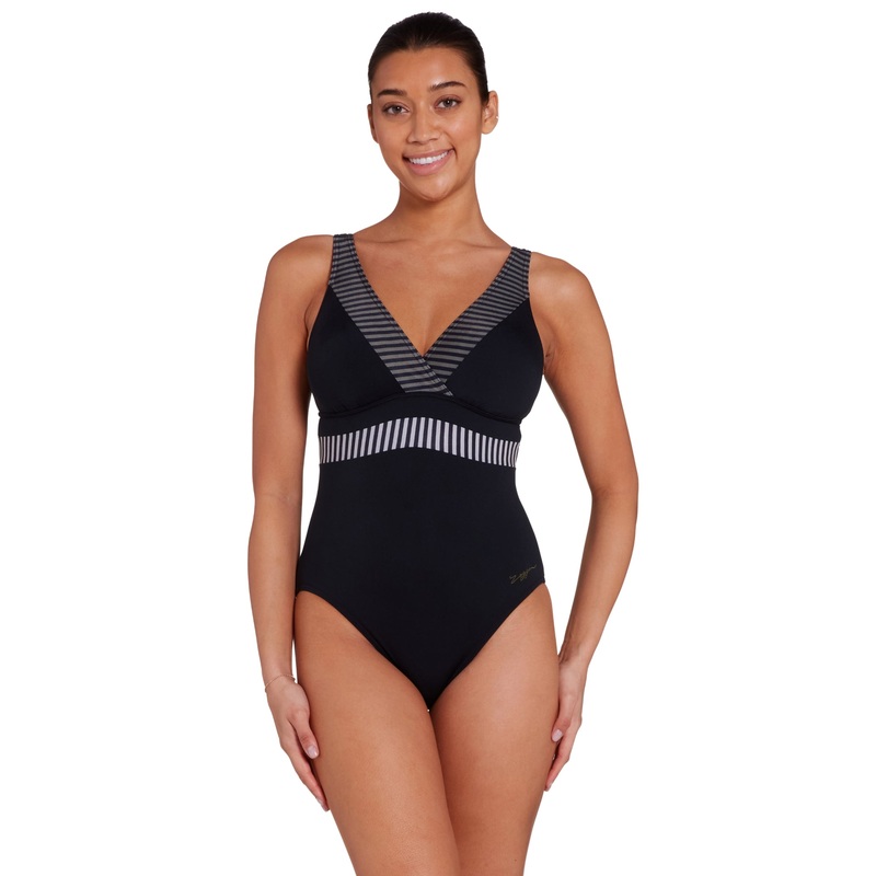 Zoggs Seafarer Square Back Swimsuit - Black/Grey