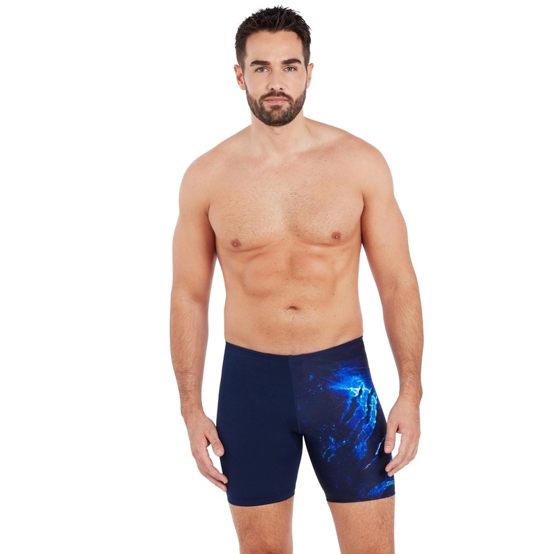 Zoggs Slash Print Mid Swim Jammer - Navy