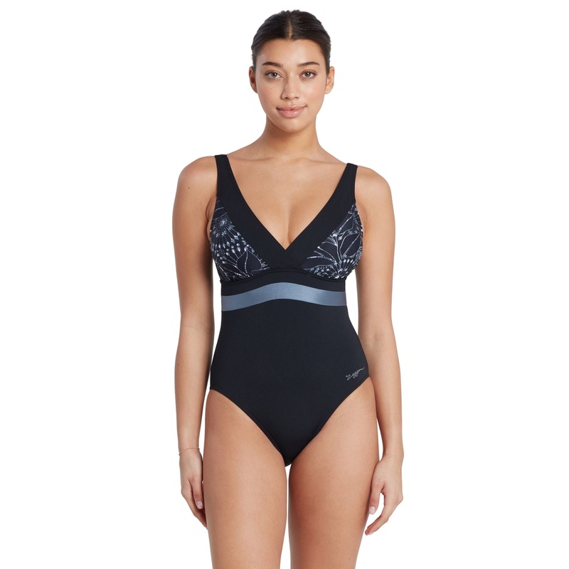 Zoggs Stellar Square Back Swimsuit - Black/White
