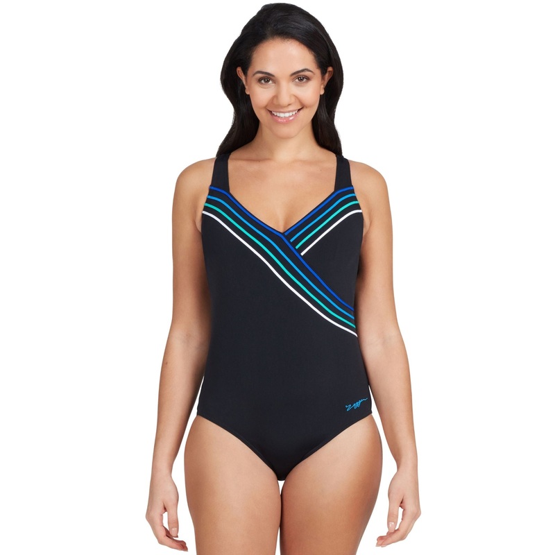 Zoggs Suffolk Concealed Underwired Swimsuit - Black/Blue