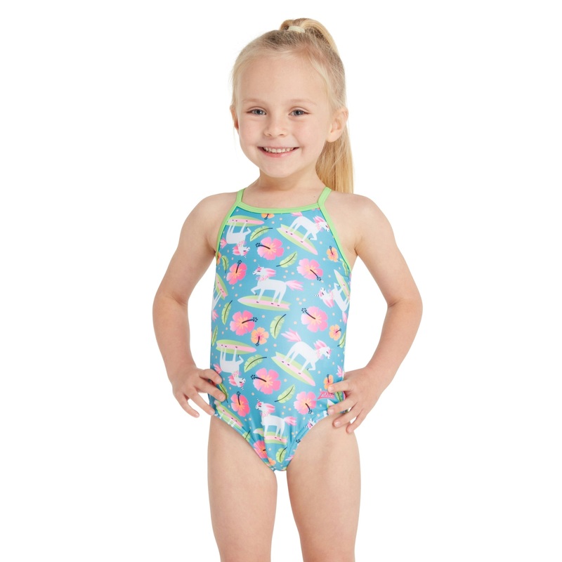 Zoggs Tots Girls Pegasus Crossback Swimsuit - Blue