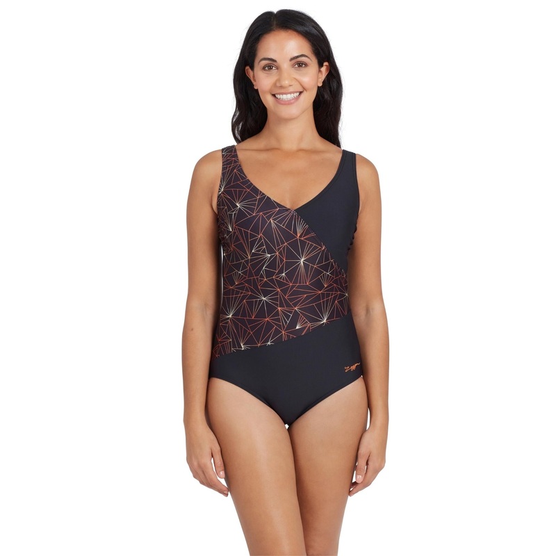 Zoggs Vintage Geo Crossover V Back Swimsuit