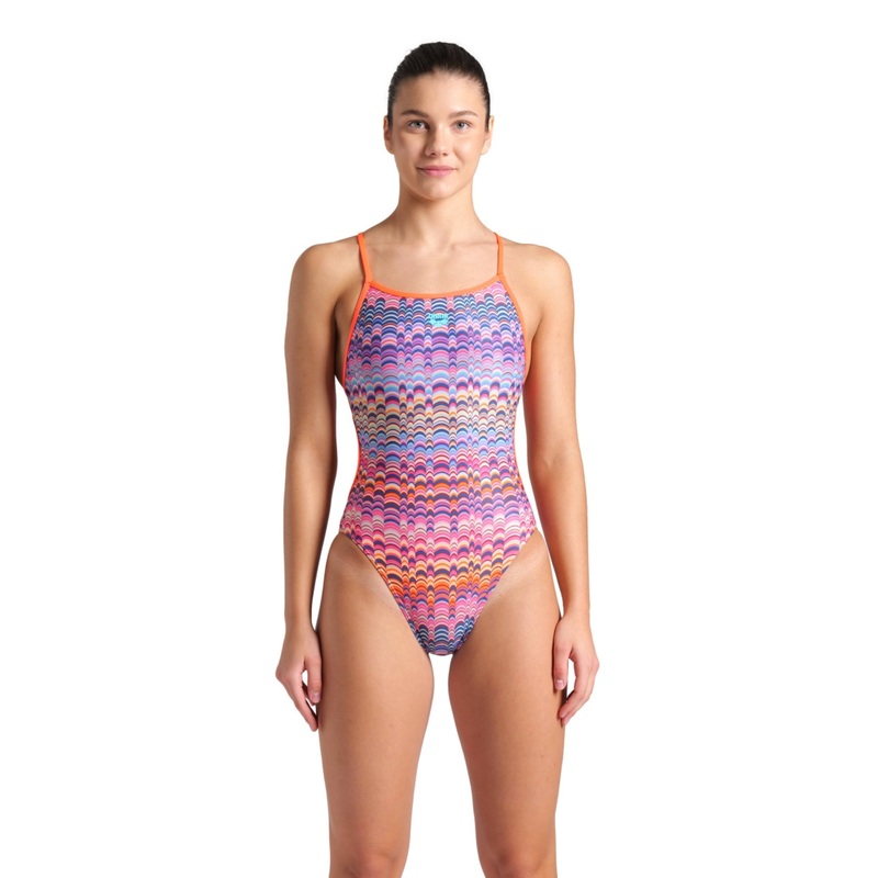 Arena Ondulation Lace back Swimsuit - Violet/Coral