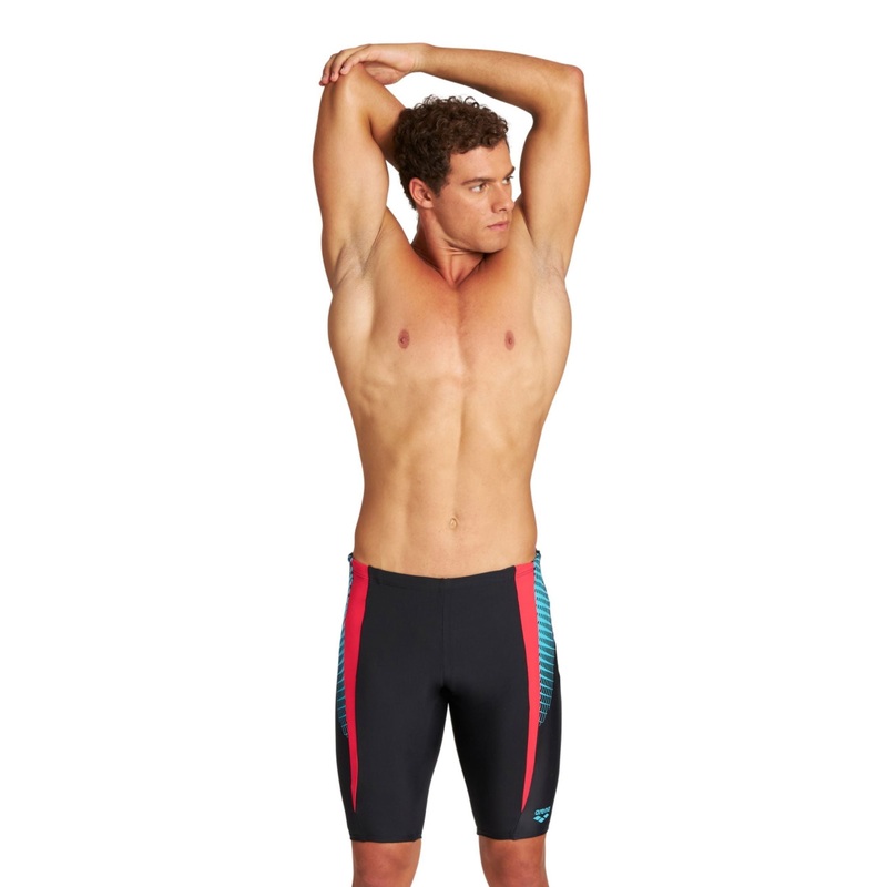 Arena Threefold Print Swim Jammer - Black/Red Anguria
