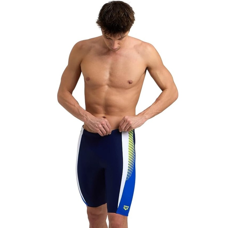 Arena Threefold Print Swim Jammer - Navy/Neon Blue/White