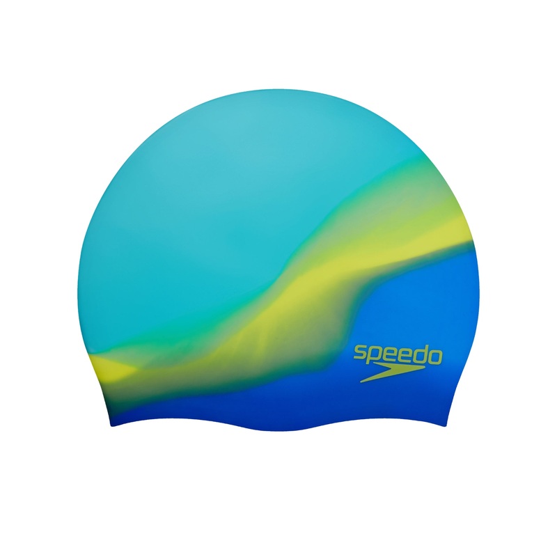 Speedo Junior Plain Multi-Colour Silicone Cap - Blue/Green