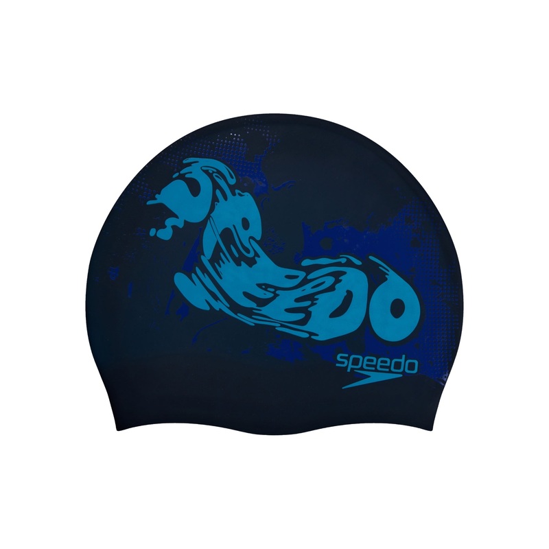 Speedo Junior Slogan Print Silicone Swim Cap