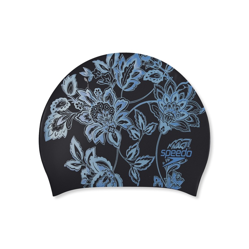 Speedo Long Hair Printed Swim Cap - Multi/Black
