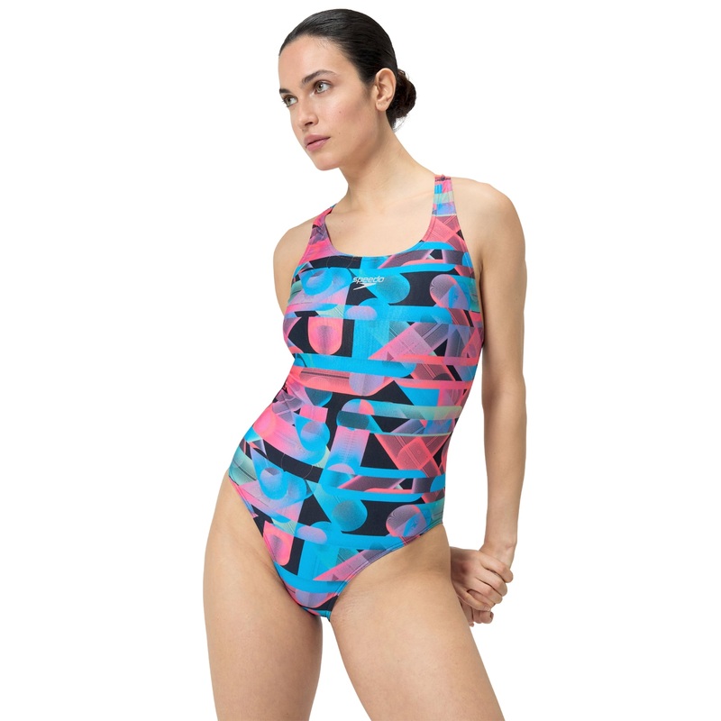 Allover Digital Powerback Swimsuit - Red/Blue