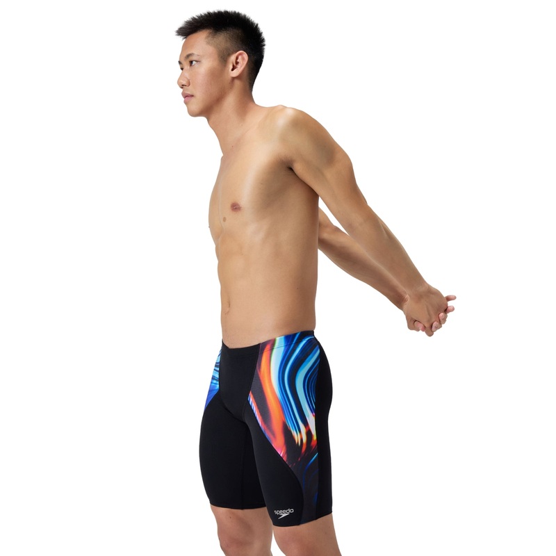 Allover Digital V-Cut Swim Jammer - Black/Multi