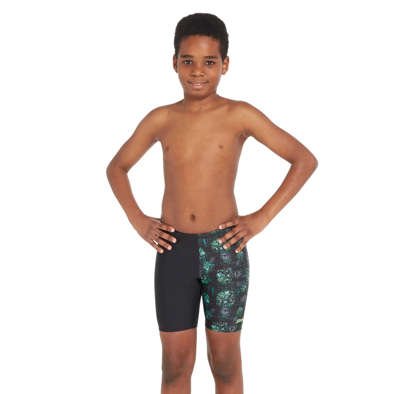 Boys Zombie Mid Swim Jammer - Black/Green