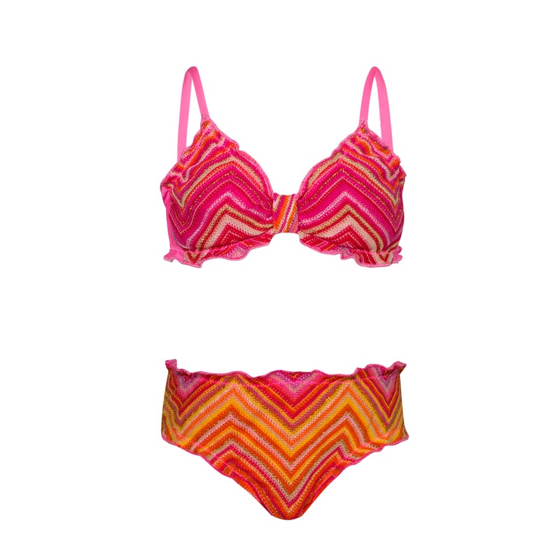 Kids Cayenne Lettuce Edge Bikini