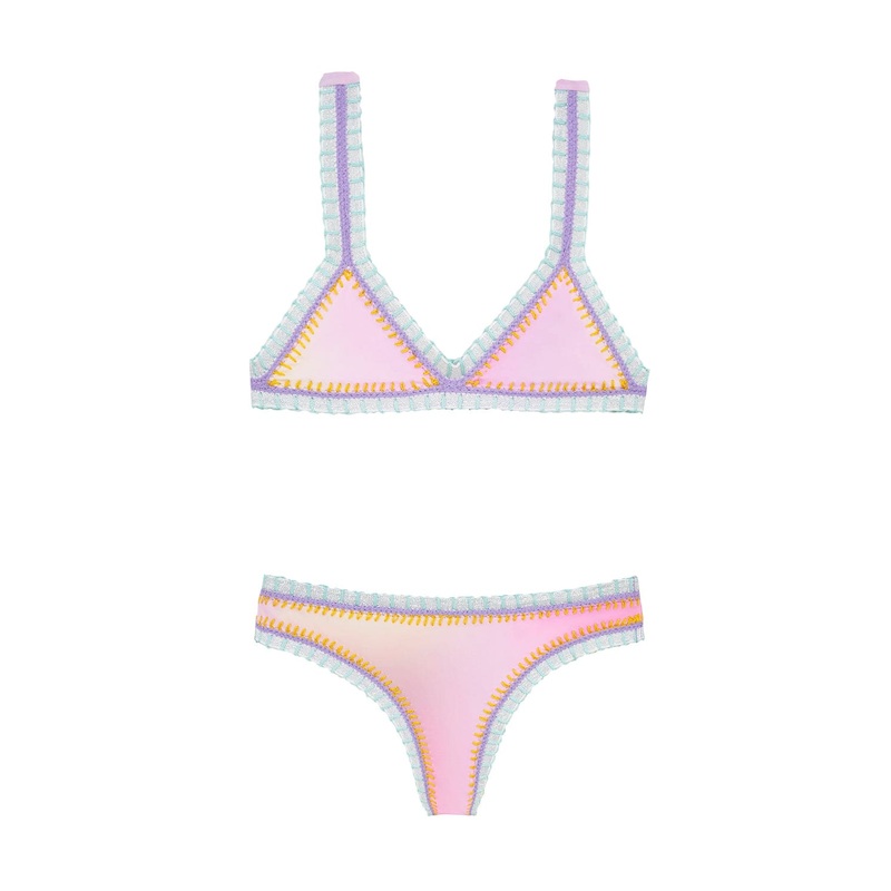 Kids Cotton Candy Tie Dye Rainbow Embroidered Bikini