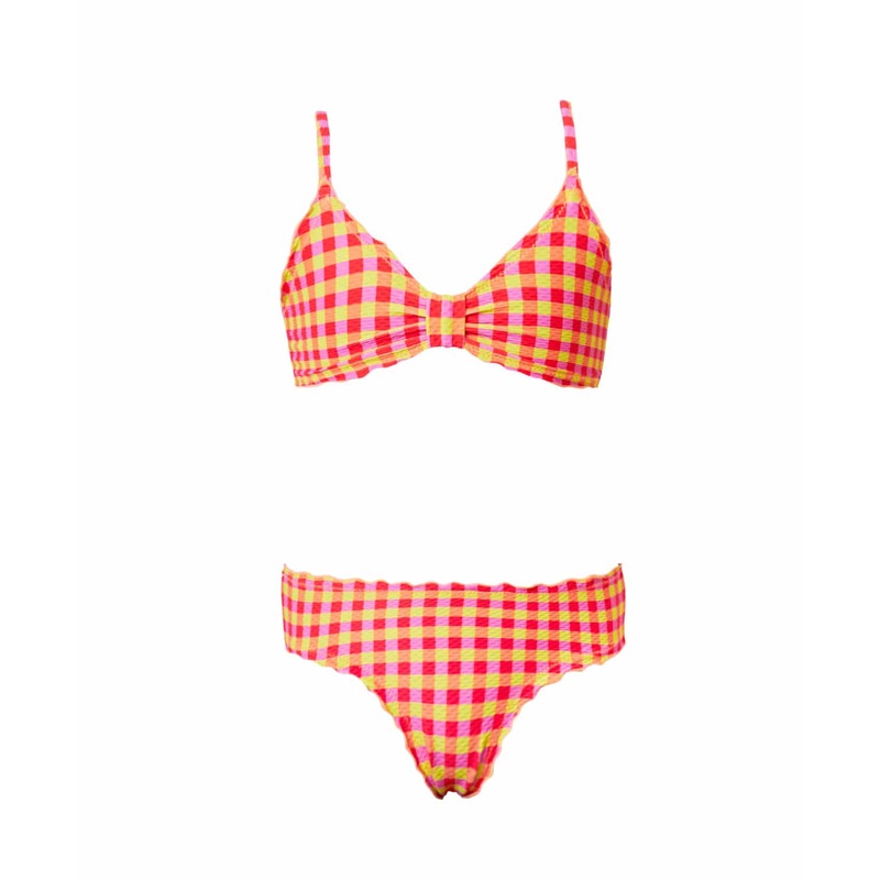 Kids Gingham Lettuce Edge Bikini (FINAL SALE)
