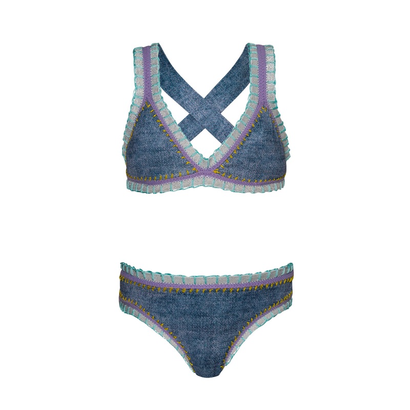 Kids Indie Sky Rainbow Embroidered Bikini