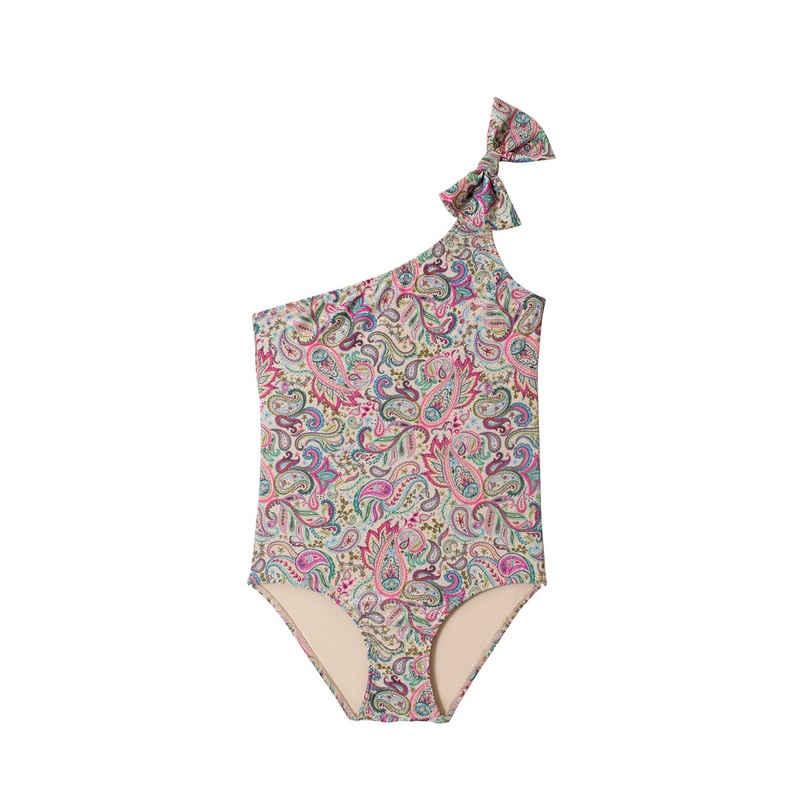 Kids Paisley Coast One Shoulder Bow One Piece (FINAL SALE)