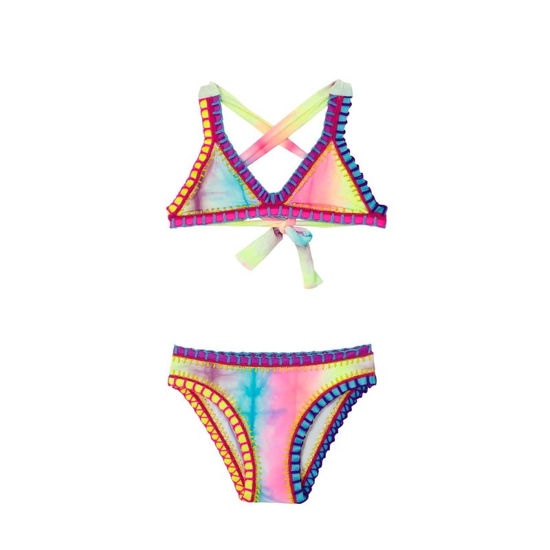 Kids Tie Dye Rainbow Embroidered Bikini (FINAL SALE)