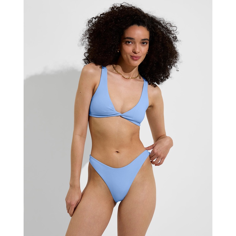 Twisted Plunge Top - Blue Skies