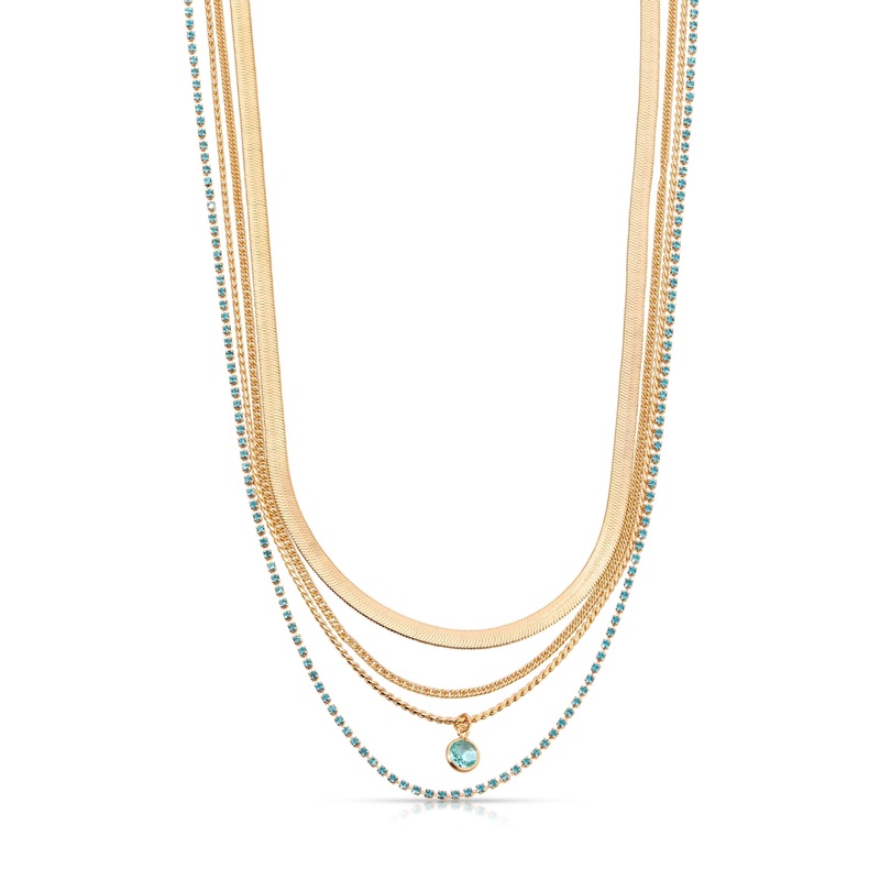 All the Chains Aqua Layered Necklace