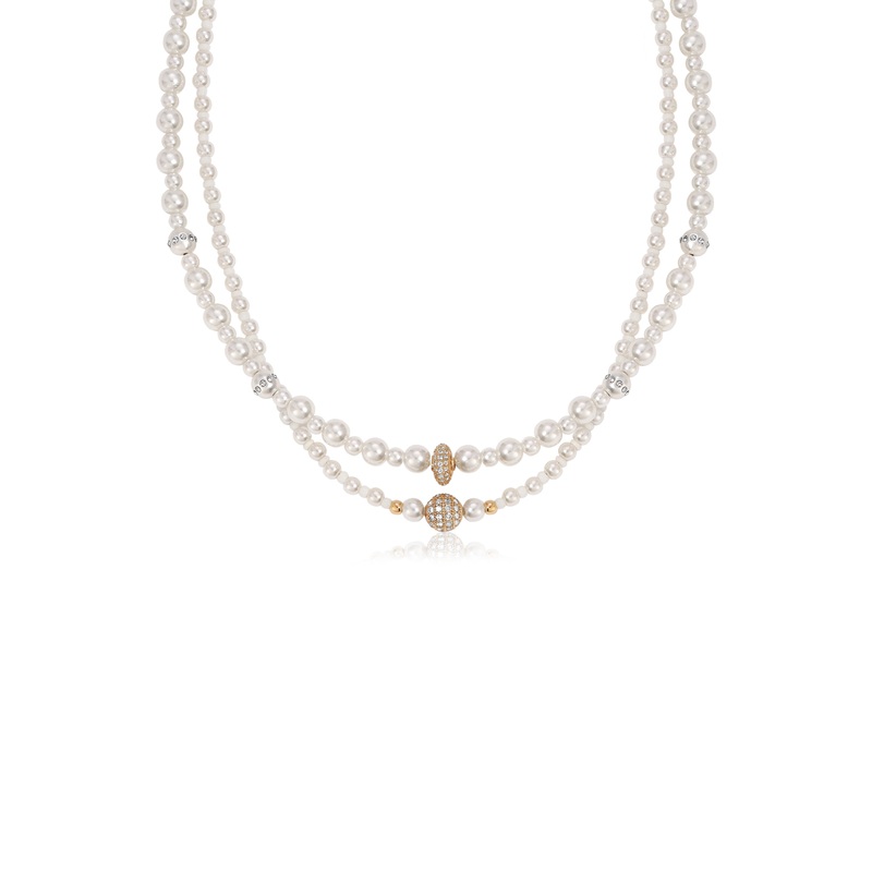 Double Pearl Chain Necklace Set