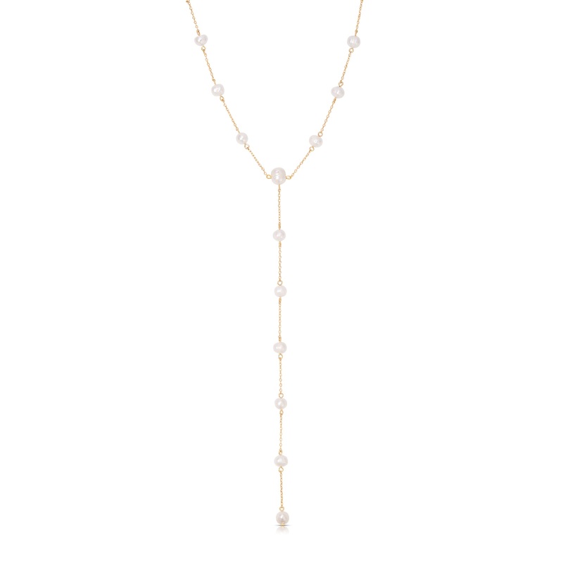Dripping Pearl Lariat Necklace