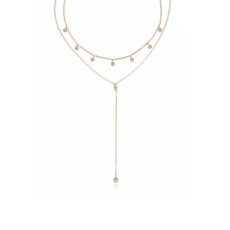 Simplistic Crystal Lariat Necklace Set