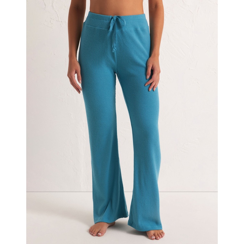 Beach Walk Rib Flare Pant by Z Supply - Bermuda Blue