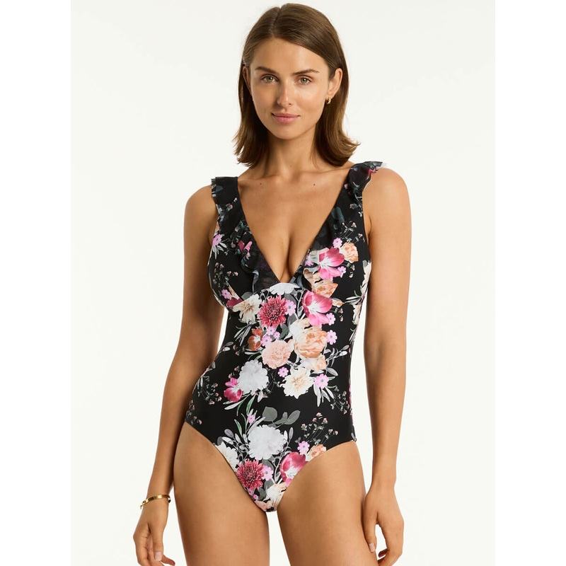 Belle Frill One Piece in Black