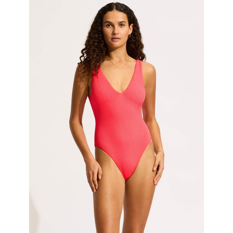 Sea Dive Deep V Neck Maillot in Snapdragon