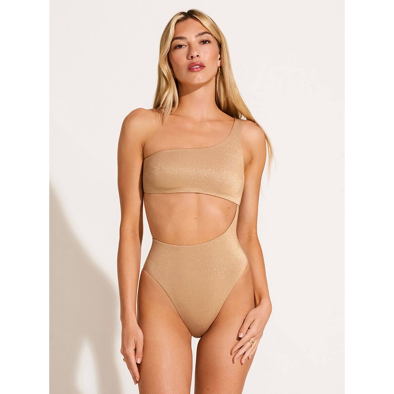Aden Cutout One Piece in Golden Glow Metallic