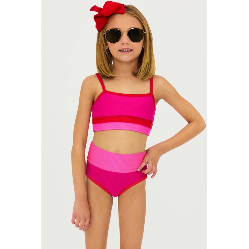 Little Eva and Emmie Set Fuchsia Red Neon Pink