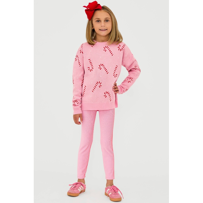 Little Peppa Legging Candy Cane Two Tone Rib