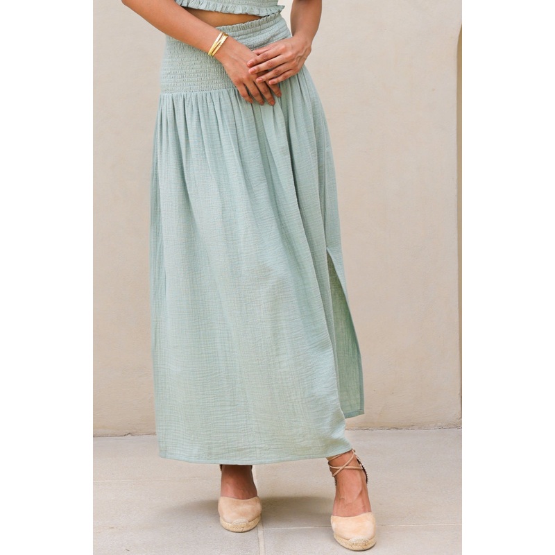 Brady Cheesecloth Skirt | Light Khaki