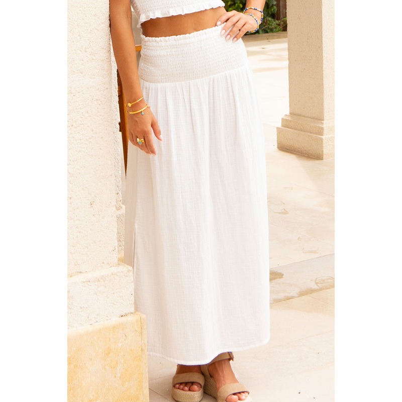 Brady Cheesecloth Skirt | White