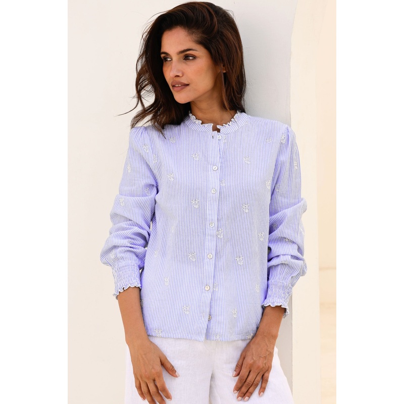 Cosima Organic Cotton Shirt | Blue/White