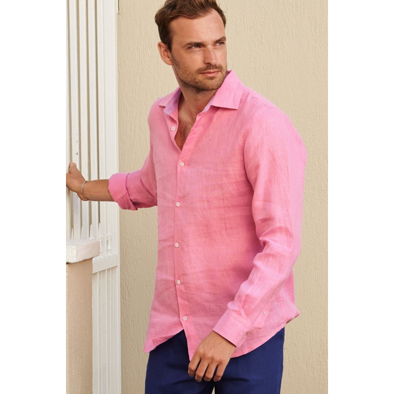 Men's Premium Linen Shirt | Pink
