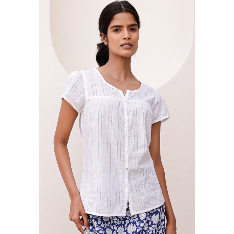 Lisbon Cotton Dobby Shirt | White