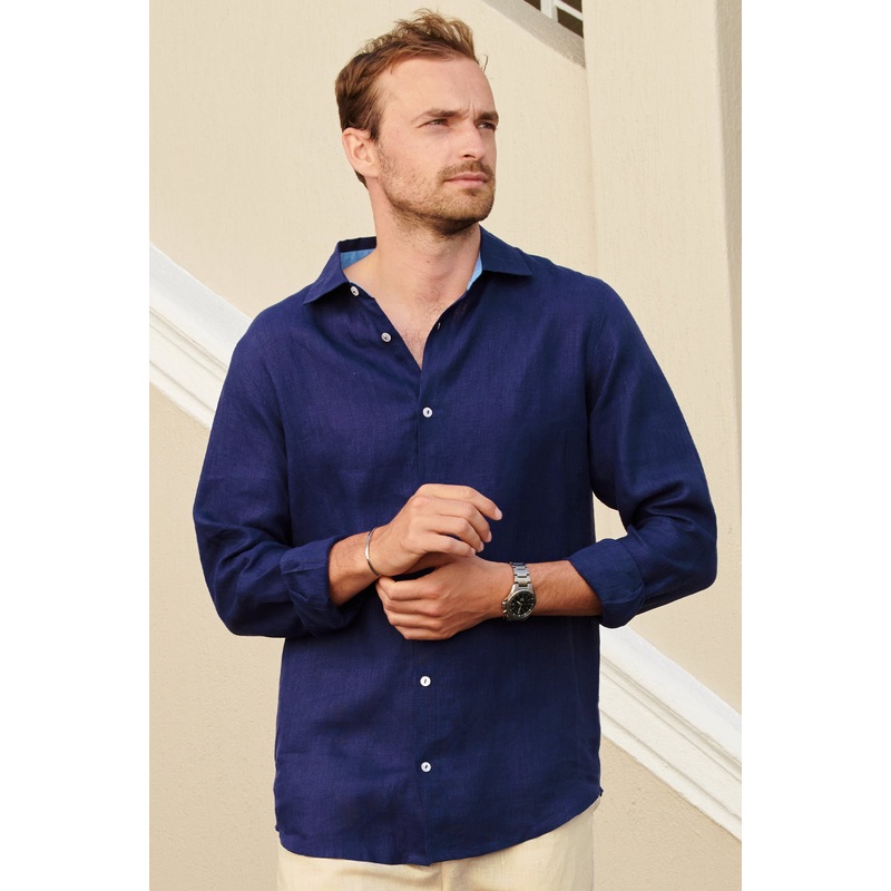 Men's Premium Linen Shirt | Navy