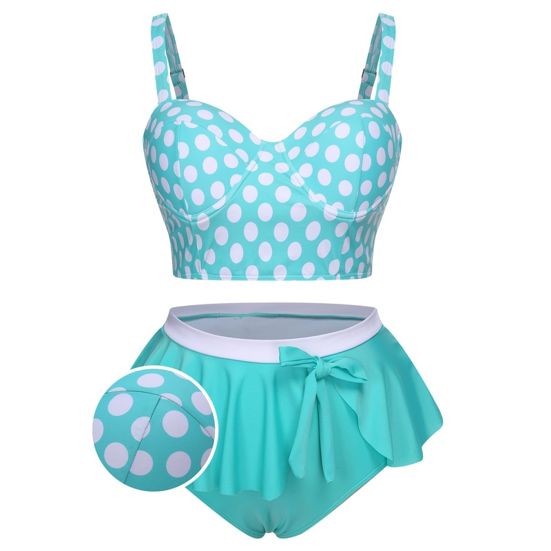 [Plus Size] 1930s Polka Dot Suspender Swimsuit Set
