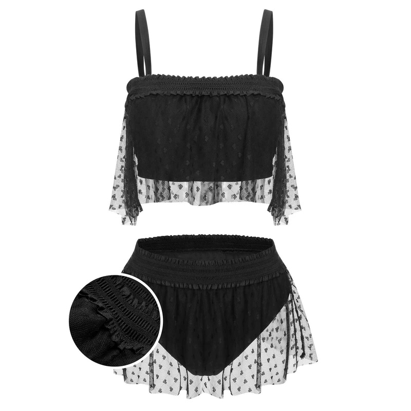 [Plus Size] Black 1950s Strap Mesh Swimsuit